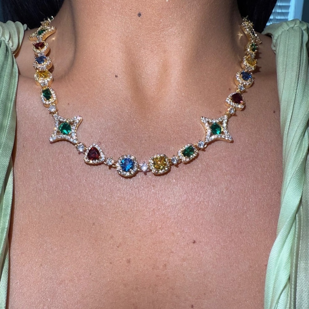 Vibrant Yellow and Green Gemstone Necklace